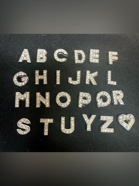 Rhinestone Letter Charms - Silver Alphabet Set